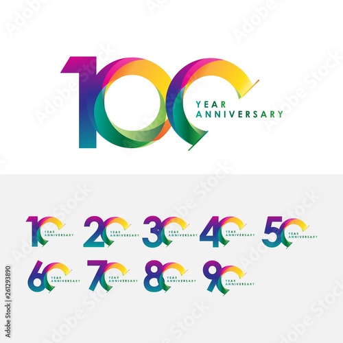 100 Year Anniversary Set Vector Template Design Illustration