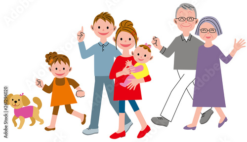 Walking three generations family