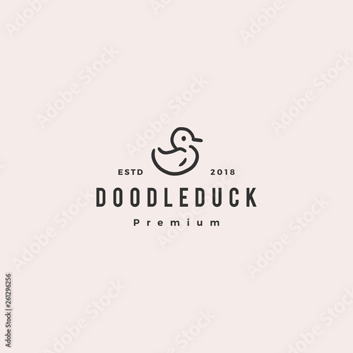 doodle duck logo vector icon illustration