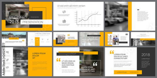 Template of white, black and yellow slides for presentation