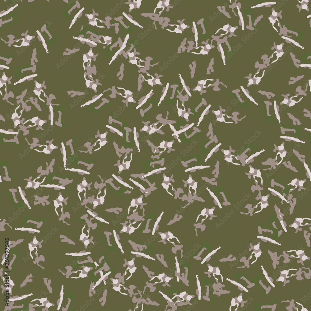 Swamp camouflage of various shades of green, brown and beige colors Swamp camouflage of various shades of green, brown and beige colors