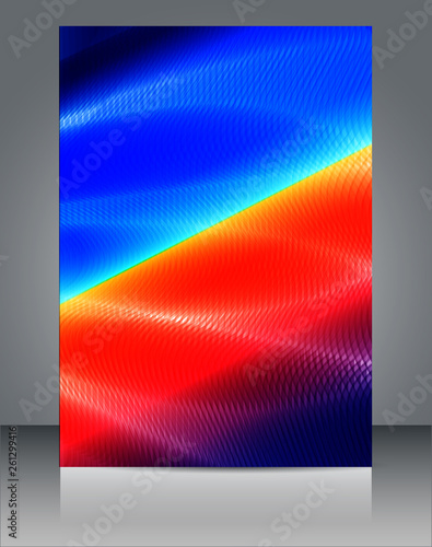 Abstract glossy wavy lines minimal concept background. Vertical A4 page size brochure & flyer cover template.