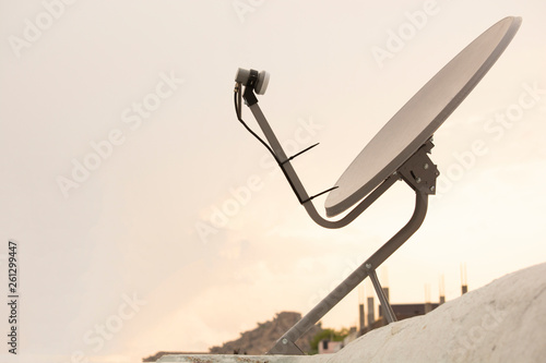 Installed Satellite dish or DTH or Direct to home tv on the roof photo