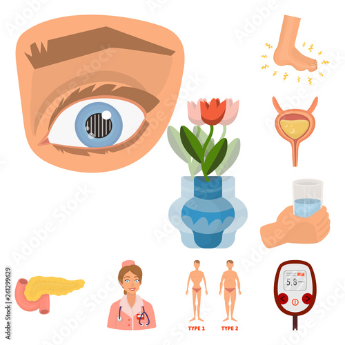 Vector illustration of mellitus and diabetes logo. Set of mellitus and diet stock symbol for web.