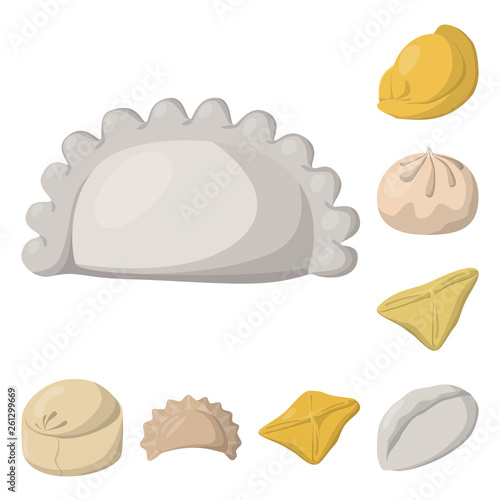 Vector design of dumplings and food  icon. Set of dumplings and stuffed vector icon for stock.