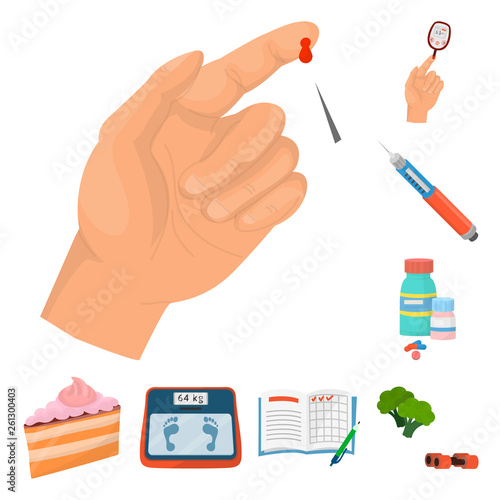 Vector design of mellitus and diabetes sign. Set of mellitus and diet vector icon for stock.