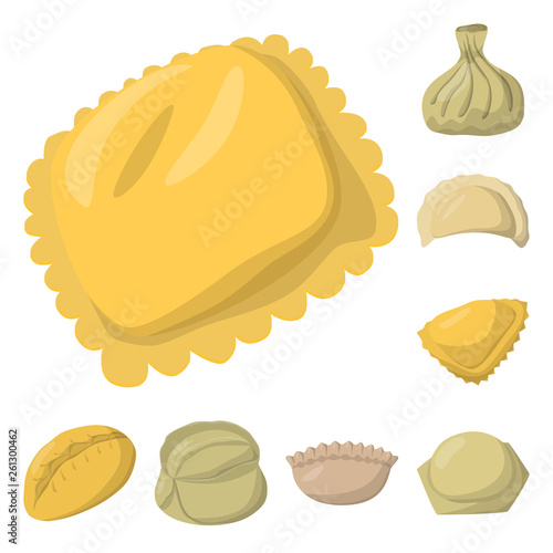 Isolated object of dumplings and food  logo. Set of dumplings and stuffed vector icon for stock.