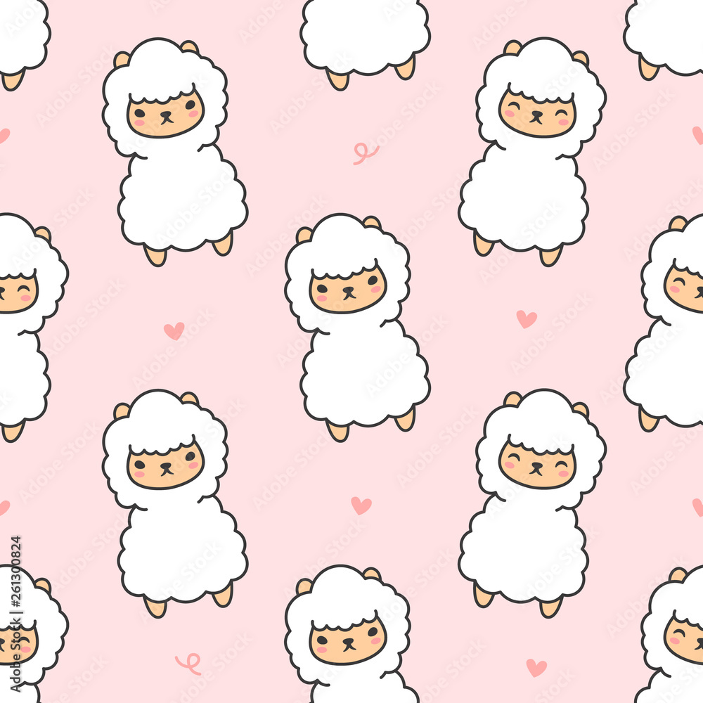 Cute alpaca Seamless Pattern Background Cute alpaca Seamless Pattern Background