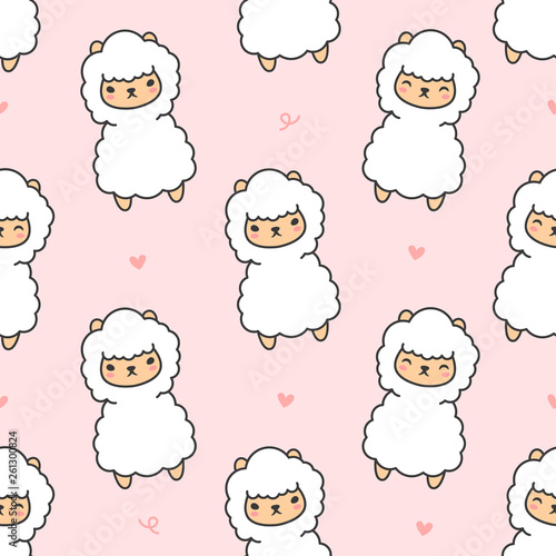 Cute alpaca Seamless Pattern Background