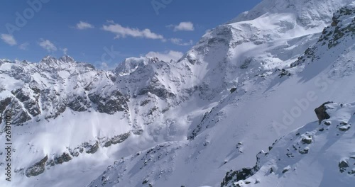 Arolla freeride face and glacier approach - Aerial 4K photo