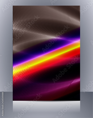 Abstract glossy wavy lines minimal concept background. Vertical A4 page size brochure & flyer cover template.