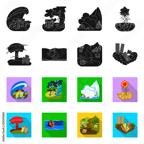 Vector design of weather and distress icon. Collection of weather and crash stock vector illustration.
