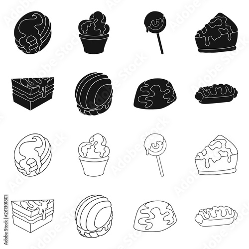 Vector design of confectionery and culinary sign. Collection of confectionery and product vector icon for stock.