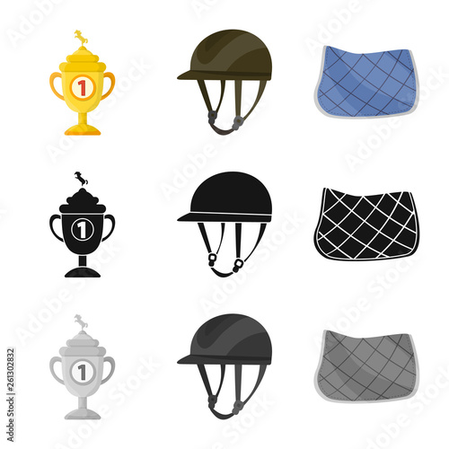 Vector illustration of equipment and riding icon. Set of equipment and competition stock vector illustration.