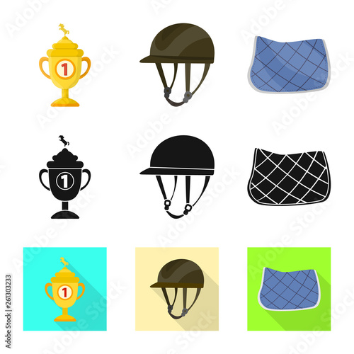 Vector design of equipment and riding sign. Collection of equipment and competition vector icon for stock.