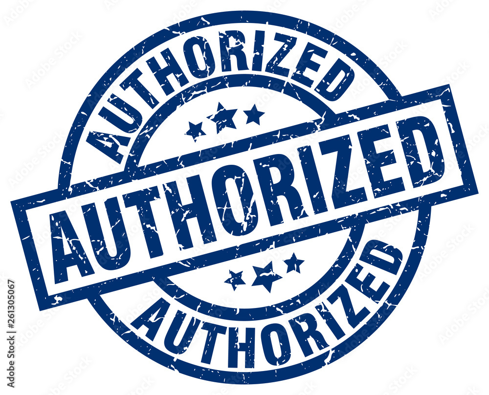 Fototapeta premium authorized blue round grunge stamp