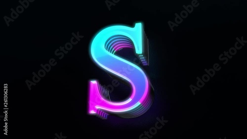 Wallpaper Mural Beautiful glossy colored glass typography design volumetric letter S glowing blue and pink in the dark - 3D animation Torontodigital.ca
