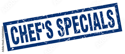 square grunge blue chef's specials stamp