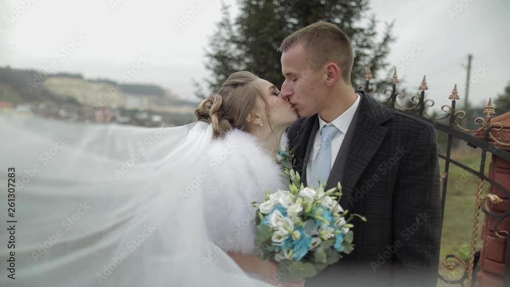 Groom with bride in the park. Autumn. Wedding couple. Happy family Groom with bride in the park. Autumn. Wedding couple. Happy family
