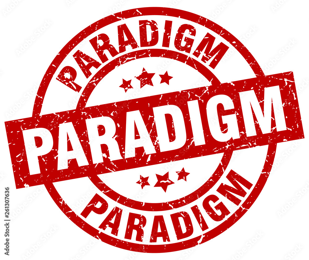 paradigm round red grunge stamp