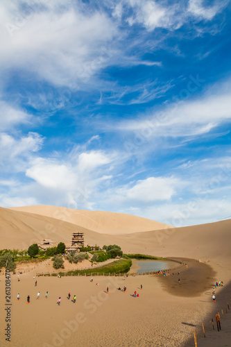 view of Dunhuang Crescent Moon Spring  Gansu  China
