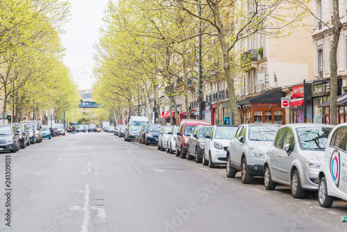 PARIS, FRANCE - APRIL 7, 2019: Street view of Paris city, France.