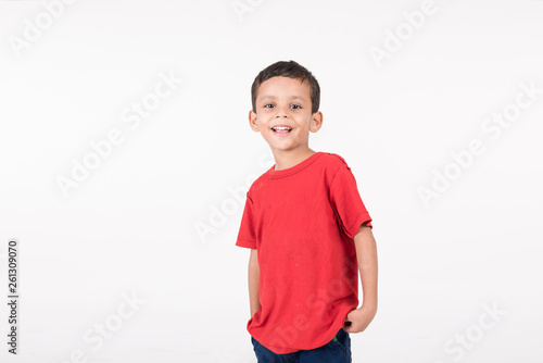 Arab child standing on white background