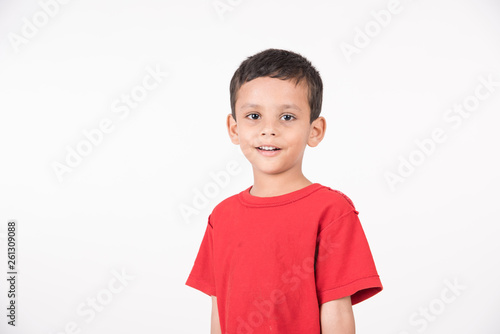 Arab child standing on white background