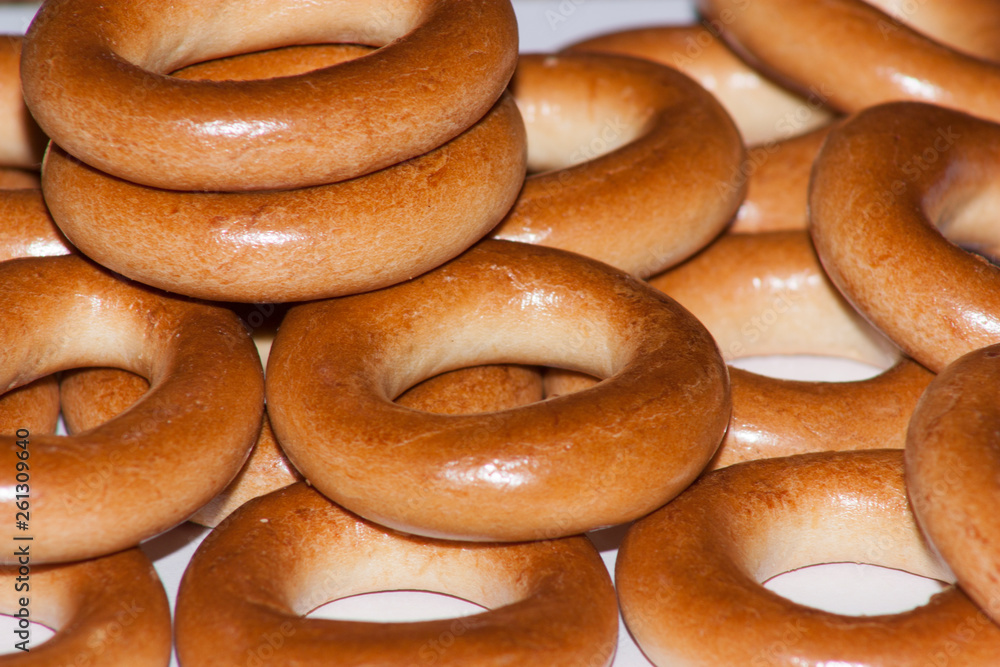 bagels with poppy seeds isolated on white background