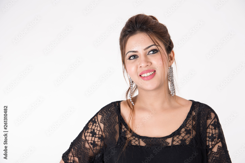 Young pretty girl in black dress