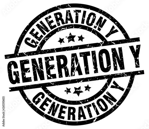 generation y round grunge black stamp