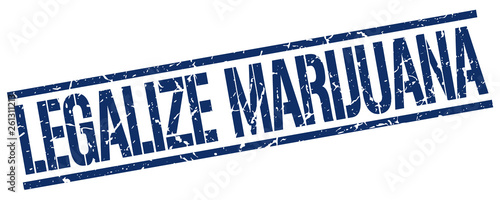 legalize marijuana blue grunge square vintage rubber stamp