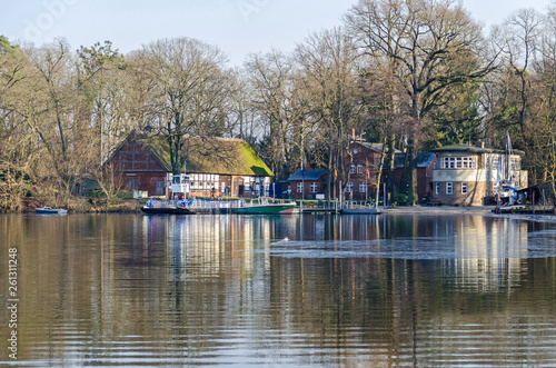  Island Scharfenberg  with a boarding school and a car ferry in Berlin