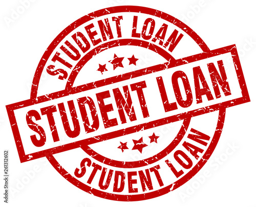 student loan round red grunge stamp