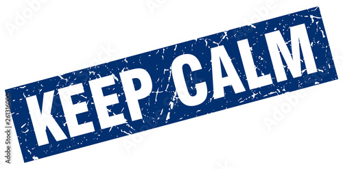 square grunge blue keep calm stamp