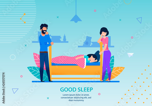 Good Sleep Banner Happy Family Conceptual Template