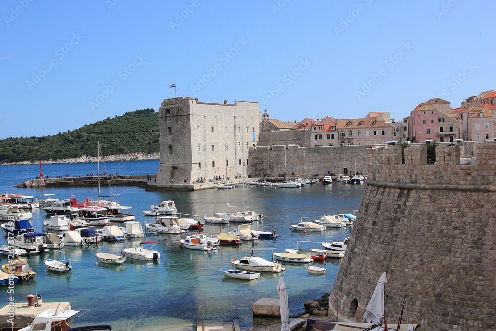 Dubrovnik Croatia, May 24 2018: Old town harbour
