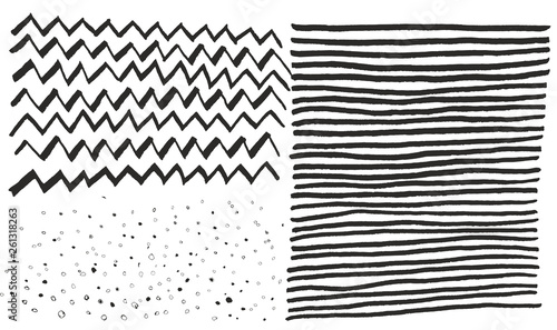 Hand drawn doodle black and white zigzag and any elements background