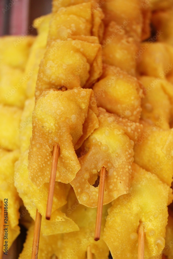 Crispy fried pork dumplings at street food Crispy fried pork dumplings at street food