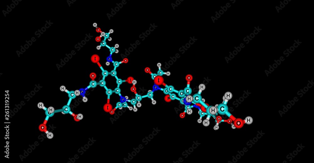 Iodixanol molecular structure isolated on black