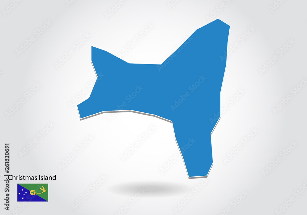 christmas Island map design with 3D style. Blue christmas Island map and National flag. Simple vector map with contour, shape, outline, on white. christmas Island map design with 3D style. Blue christmas Island map and National flag. Simple vector map with contour, shape, outline, on white.