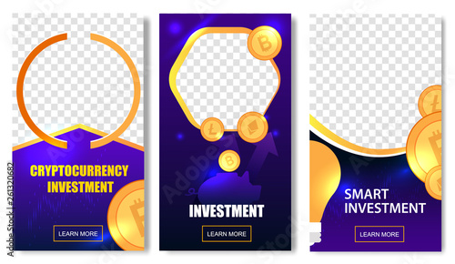 Cryptocurrency Investment Templates with Coins.