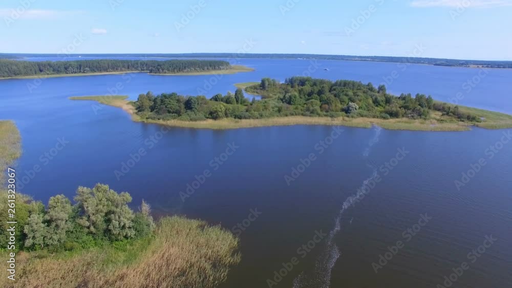Aerial View Of A Small Island And Bridge Over Lake Seliger, Russia Aerial View Of A Small Island And Bridge Over Lake Seliger, Russia