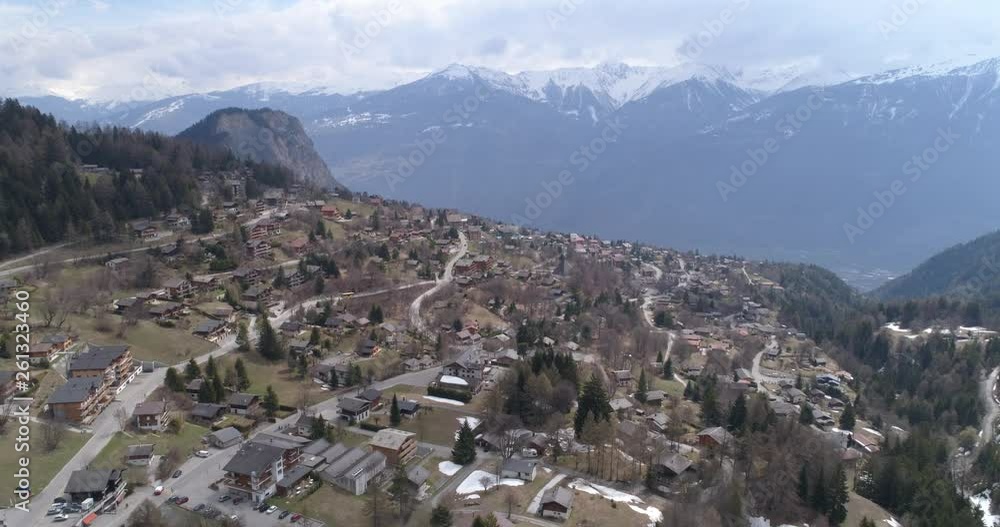 Ovronnaz approach from the sky - Aerial 4K Ovronnaz approach from the sky - Aerial 4K