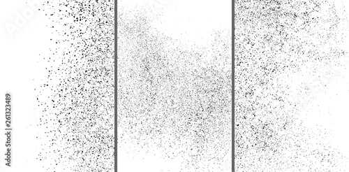 Black Grainy Texture Isolated On White Background. Dust Overlay. Dark Noise Granules. Digitally Generated Image. Set Vector Design Elements, Illustration, Eps 10.