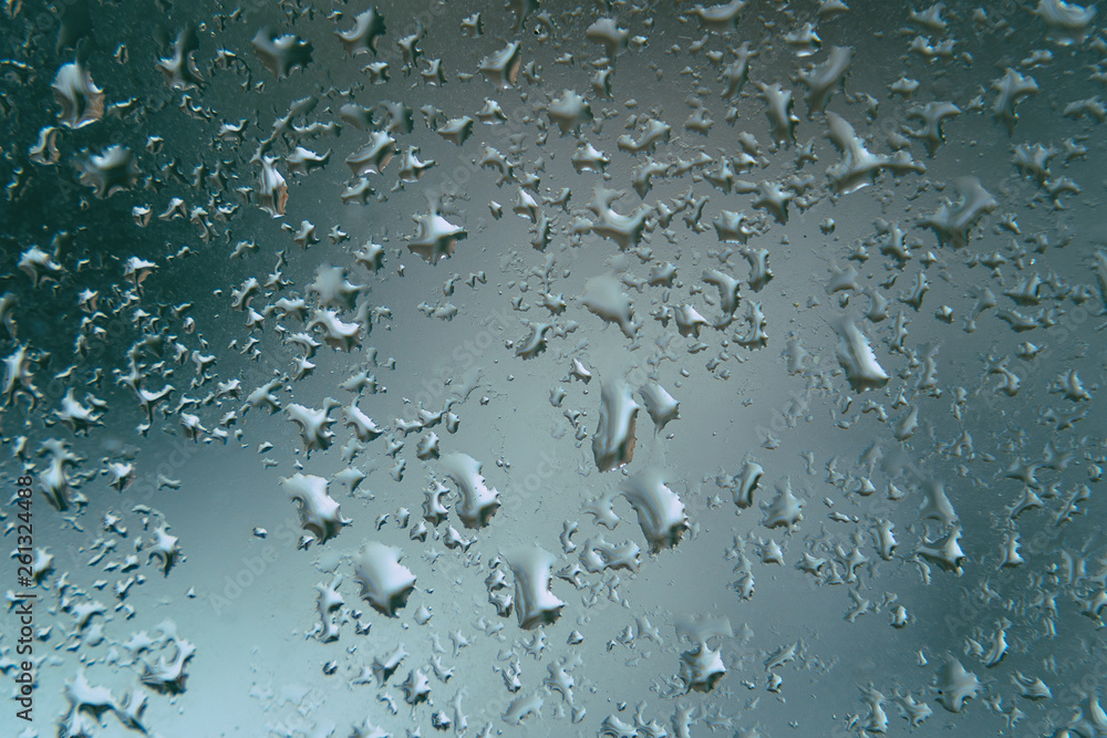 Water drops on glass for background