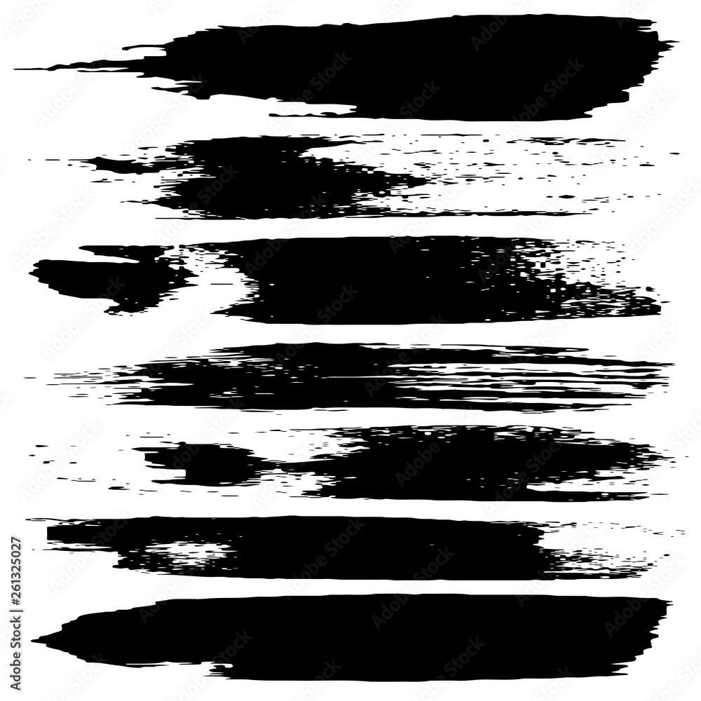 Vector set of brush strokes, dabs of paint. Black spots on white background Vector set of brush strokes, dabs of paint. Black spots on white background