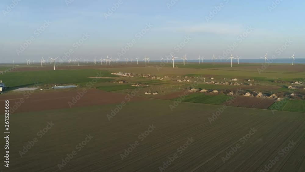 Aerial Flying Over Renewable Energy Wind Farm Wind Turbines Aerial Flying Over Renewable Energy Wind Farm Wind Turbines