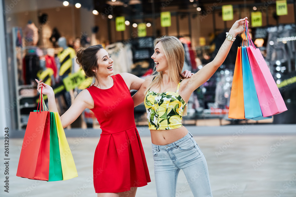 Gorgeous girls in shopping mall Gorgeous girls in shopping mall
