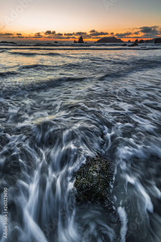 Rocky Beach Landscape at Sunset, Trinidad, California